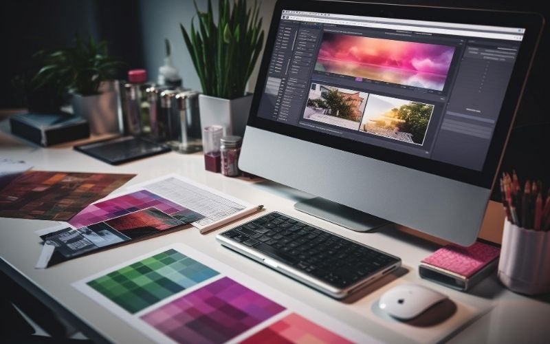Graphic design workspace and campaign production