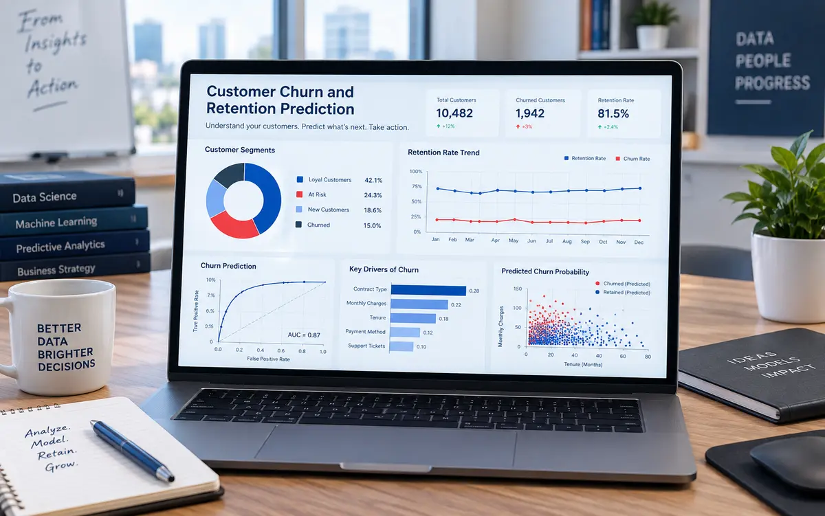 Customer churn and retention prediction project dashboard