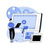 Motion graphic design abstract concept vector illustration. Motion design, postproduction studio, video production service, graphic designer work, online course, creative studies abstract metaphor.
